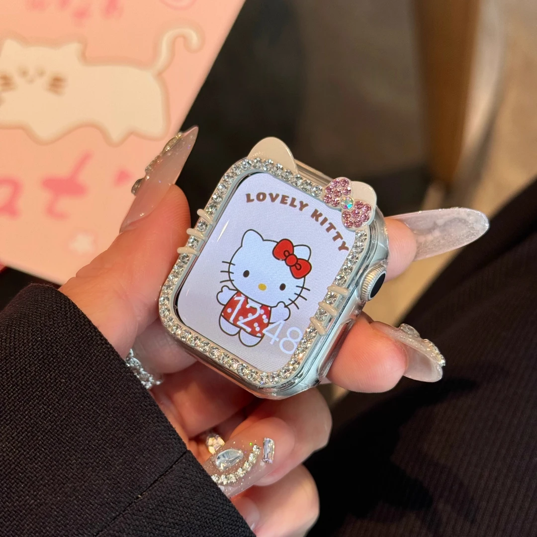 适用iWatchS11保护壳KT苹果iwatchS10手表边框S9/S8镂空镶钻硬壳