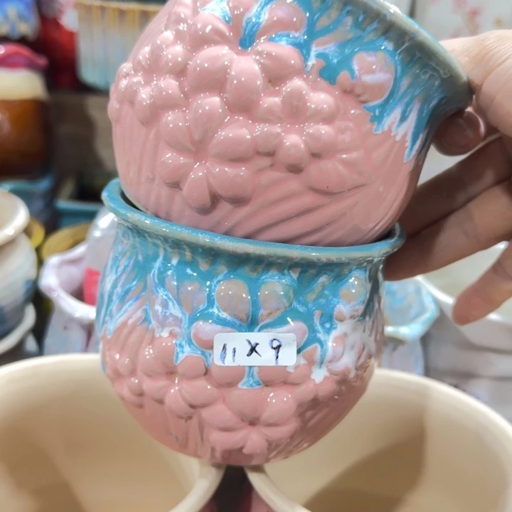 凑9块包邮，有孔，陶瓷花盆