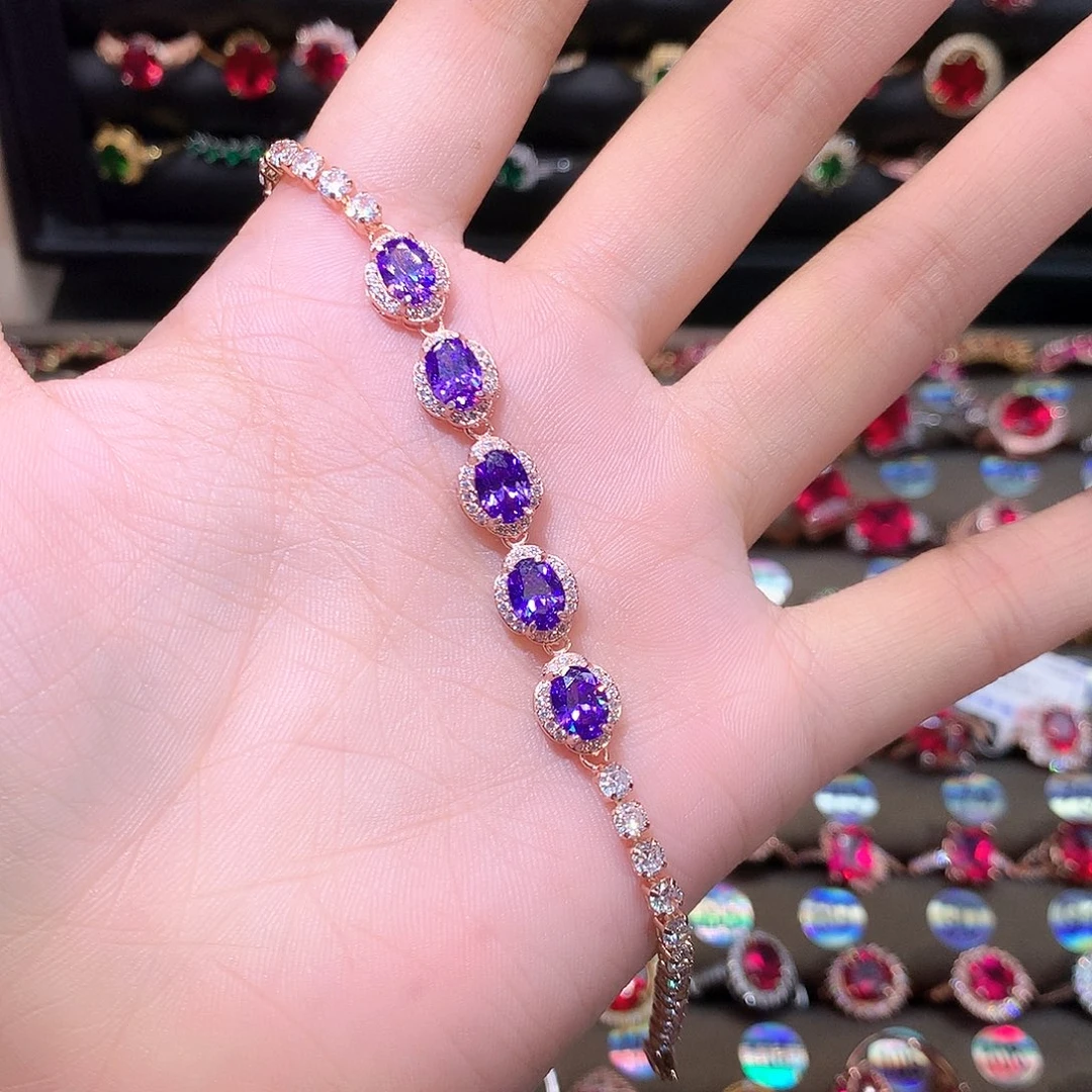 水晶手链银S925镶嵌紫水晶