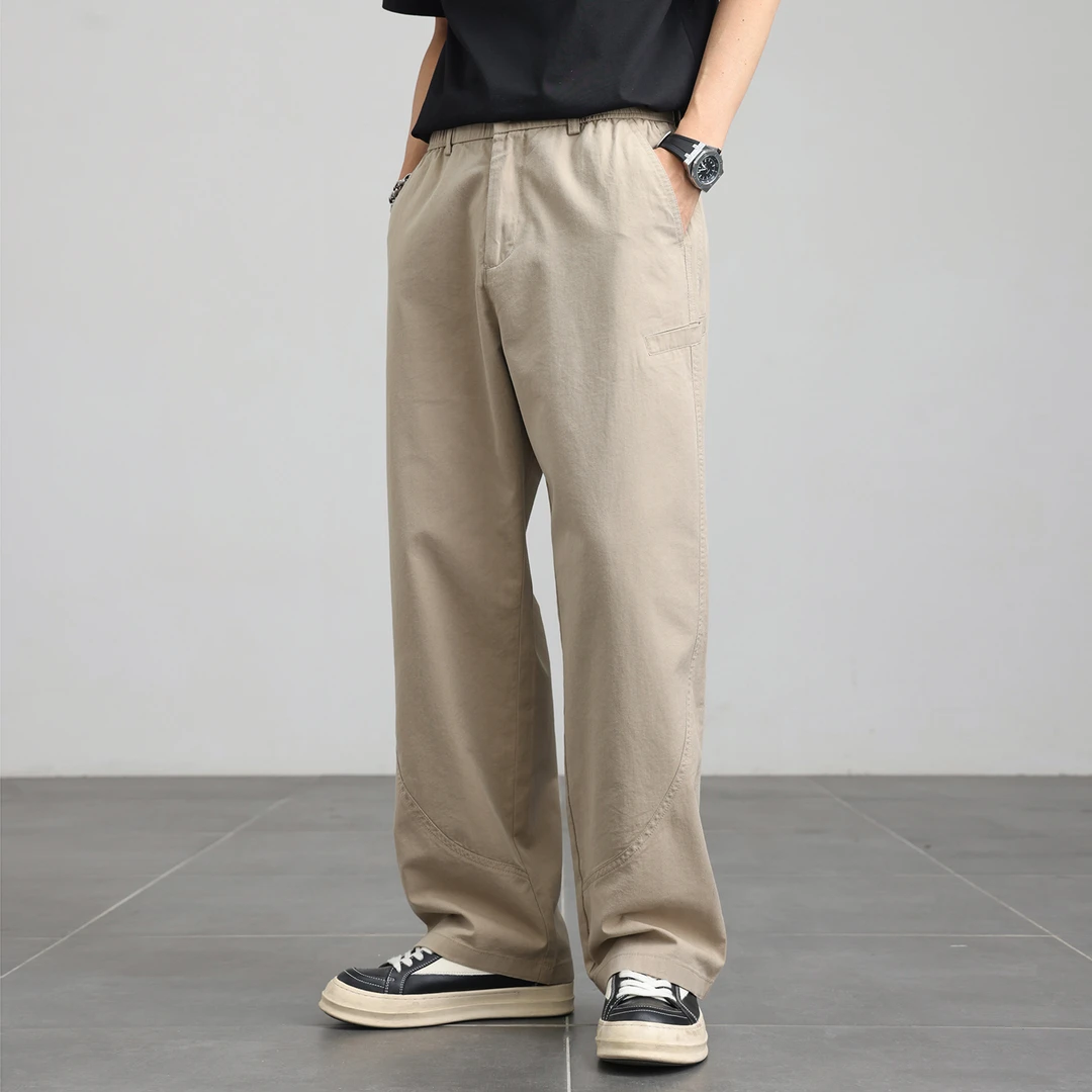 夏季薄款裤子男士2025新款莱赛尔宽松直筒休闲裤美式潮流百搭通勤