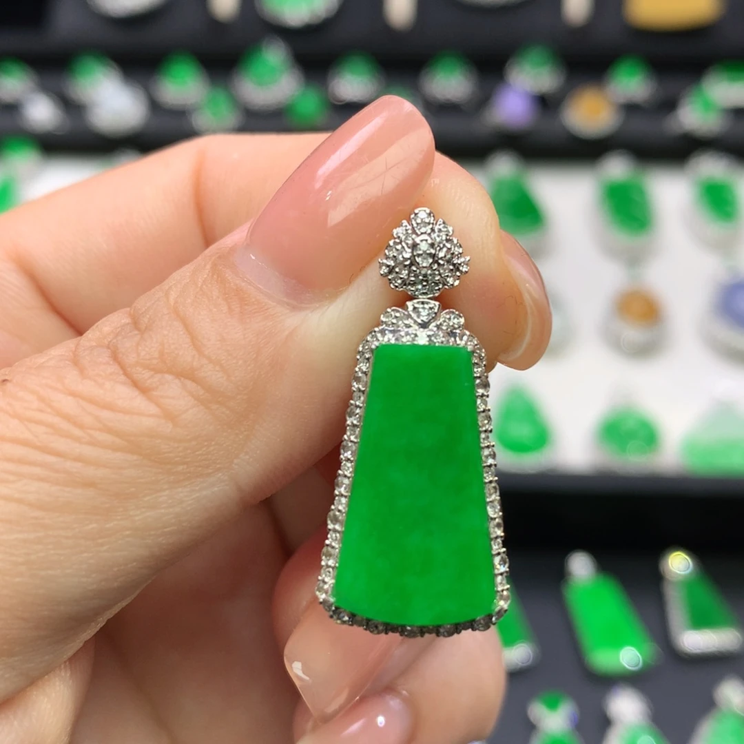 翡翠18K金镶嵌吊坠(不含链)