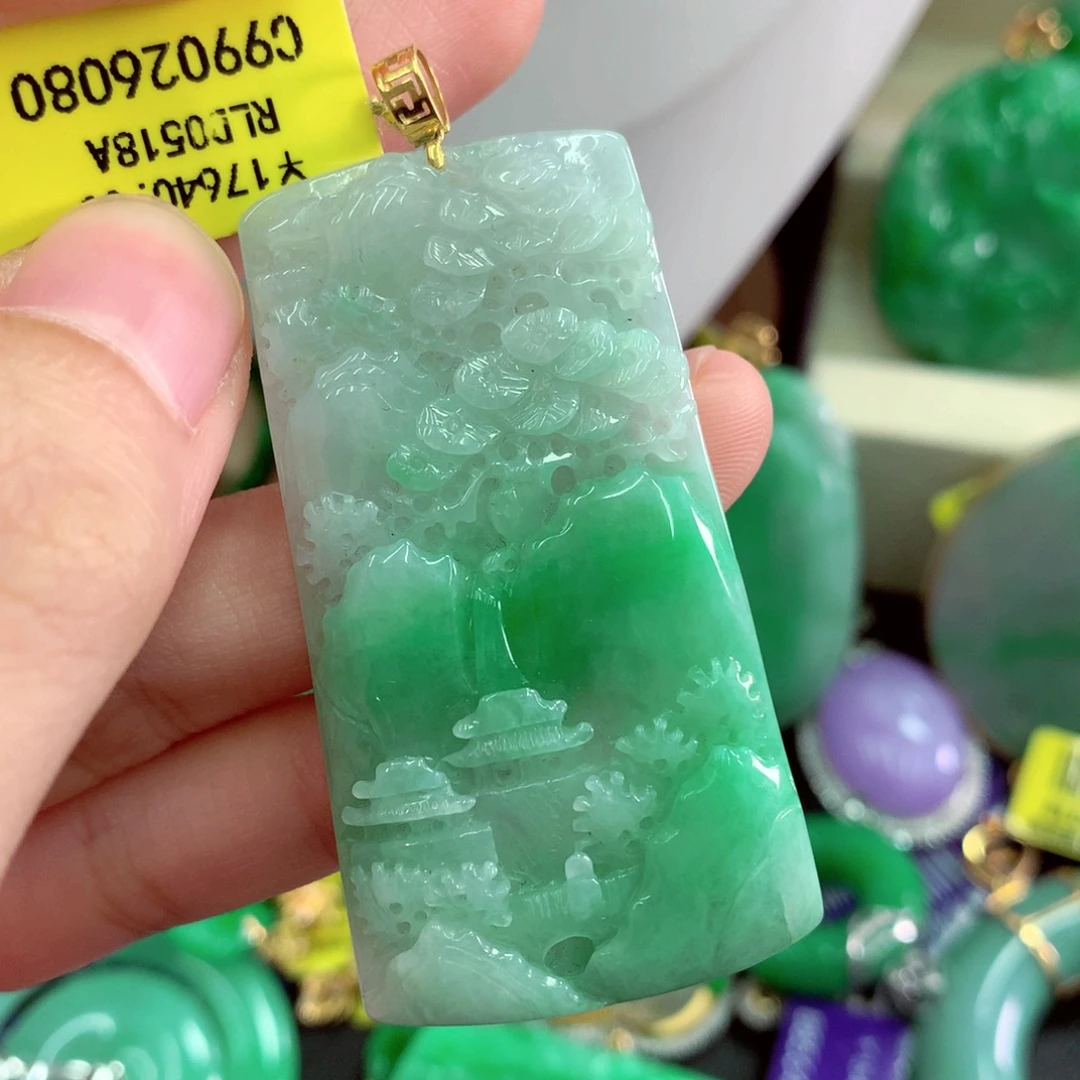 翡翠18K金镶嵌吊坠(不含链)