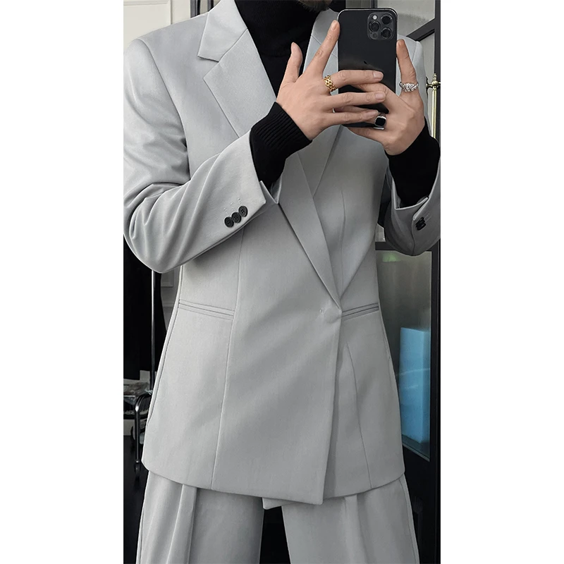 龙叨叨2025春季新品定制款高级感简约西装套装正装修身西服西裤男