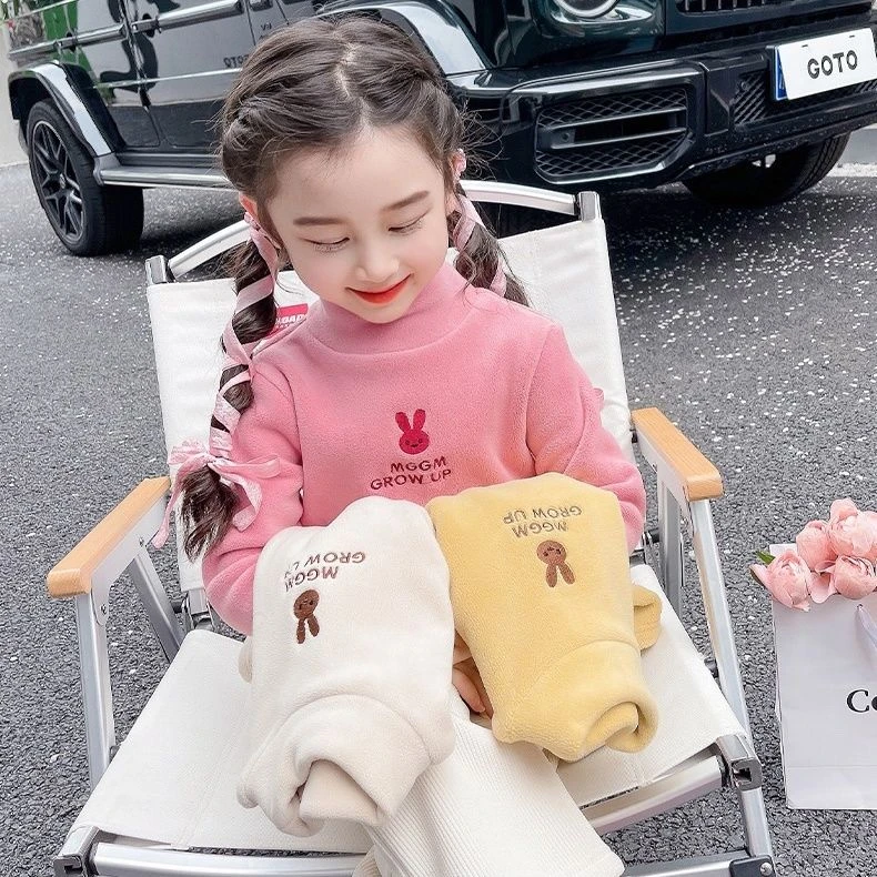 童泰【断码】女童秋冬款加绒打底衫冬季儿童中高领加厚内搭上衣女