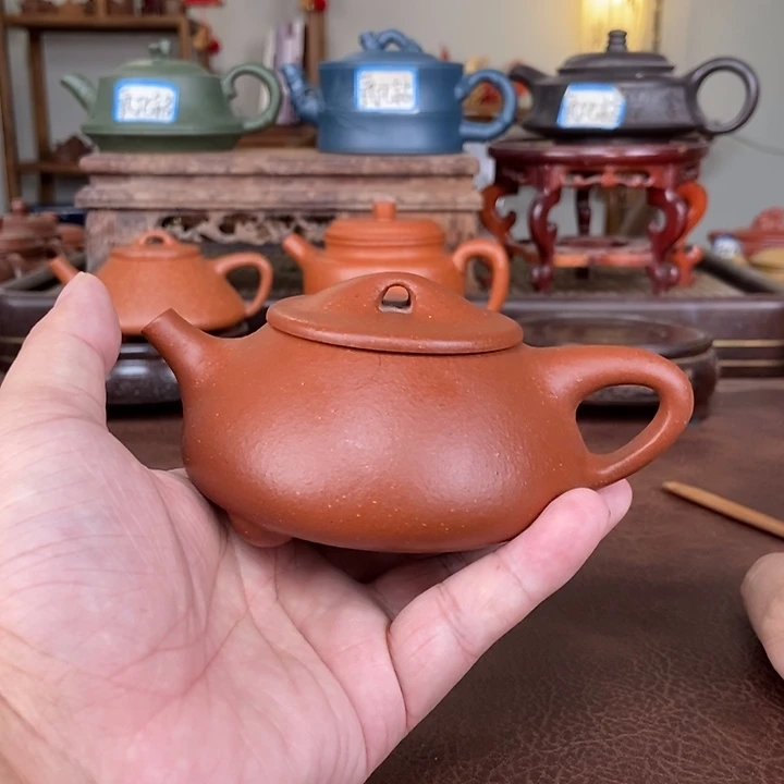 茶壶紫砂红降坡半手工景舟石瓢