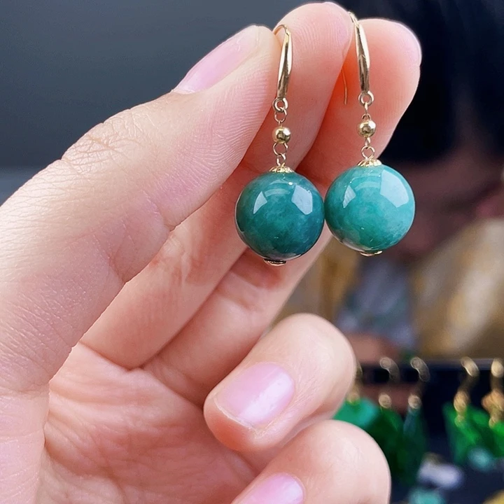 翡翠耳饰18K金镶嵌饰品