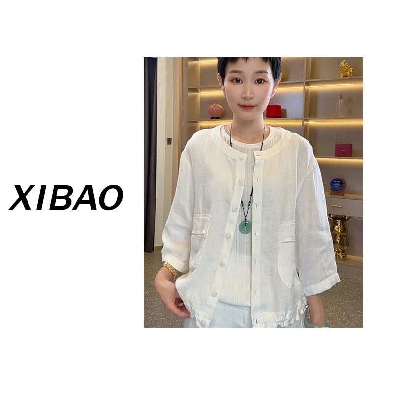 【匠心制造】“溯源亚麻”五项认证100%欧盟认证进口亚麻小开衫