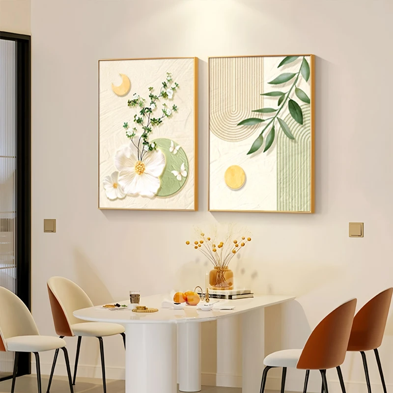 现代简约餐厅装饰画轻奢酒杯花卉饭厅挂画客厅玄关时尚两联墙壁画