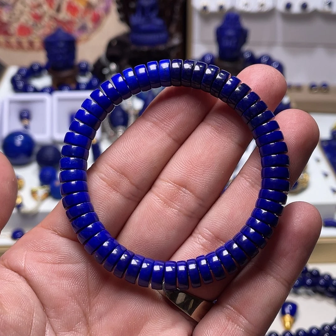 青金石未镶嵌精品彩虹8mm药片手串