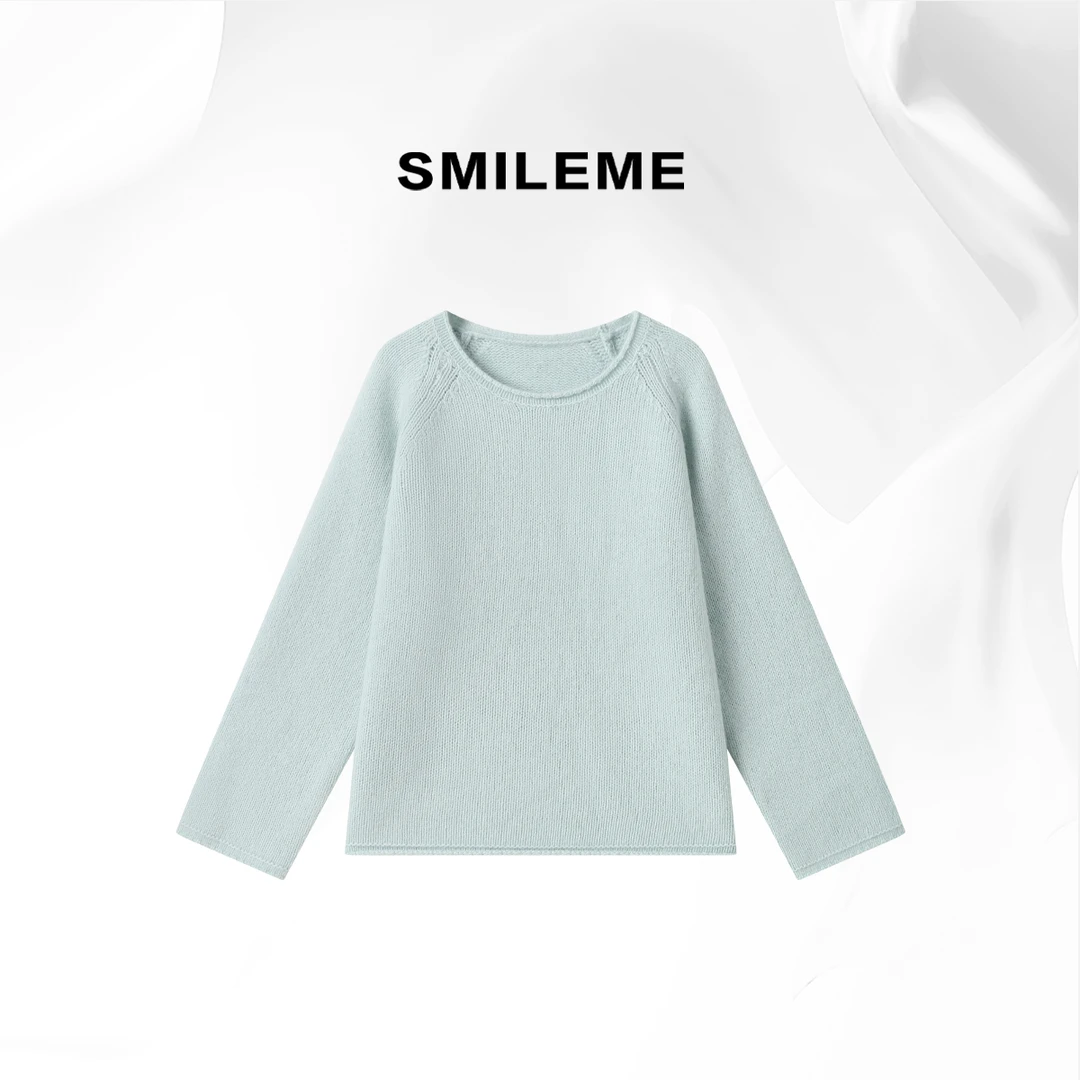 SMILEME【暖阁听雨】气质细腻柔软圆领宽松套头长袖上衣R5376012
