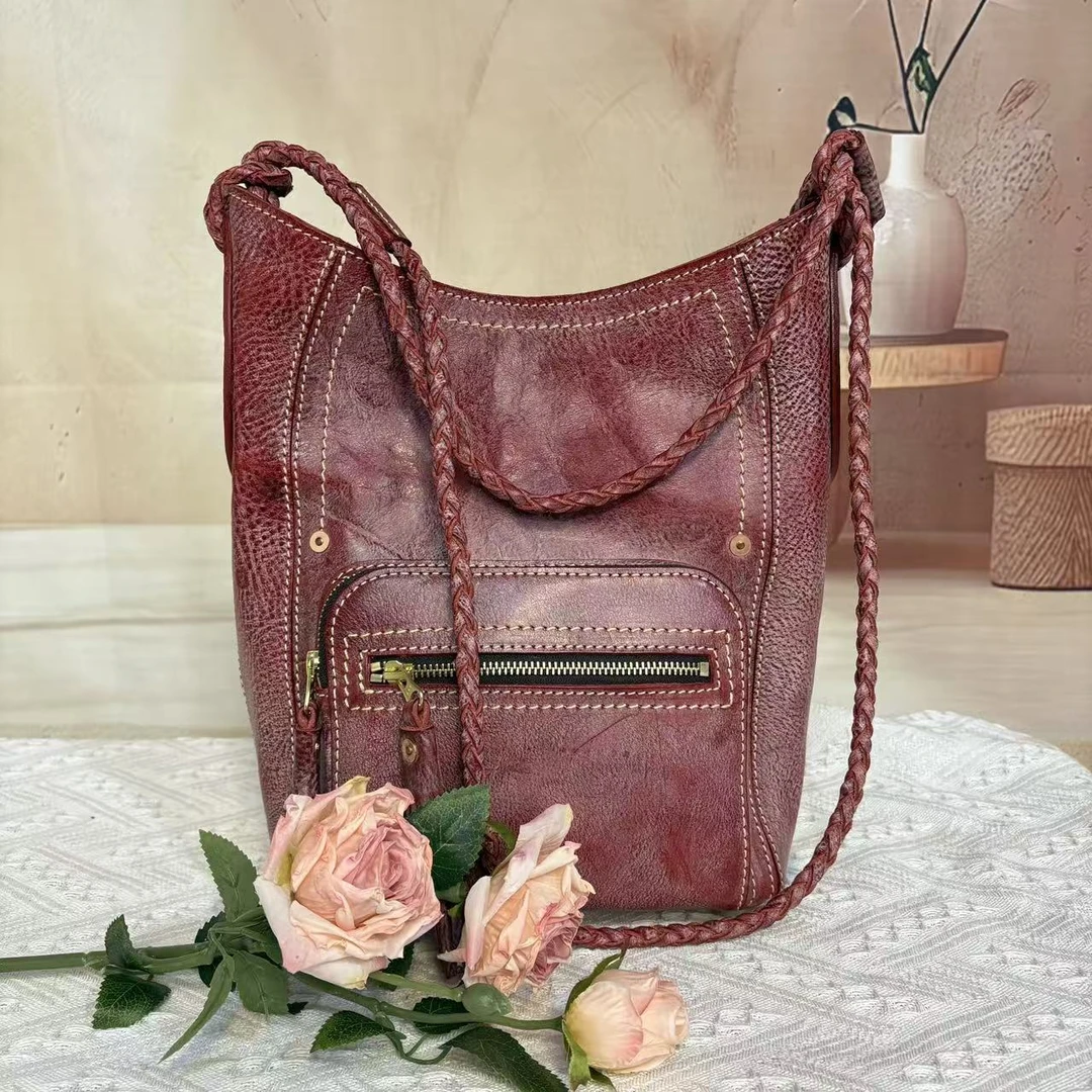 CAHO.P.J/潮皮匠2025新款朱丽叶水桶包单肩斜挎编织时尚高定手工