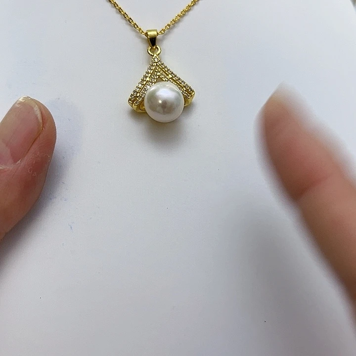 合金白珠水滴吊坠淡水珍珠