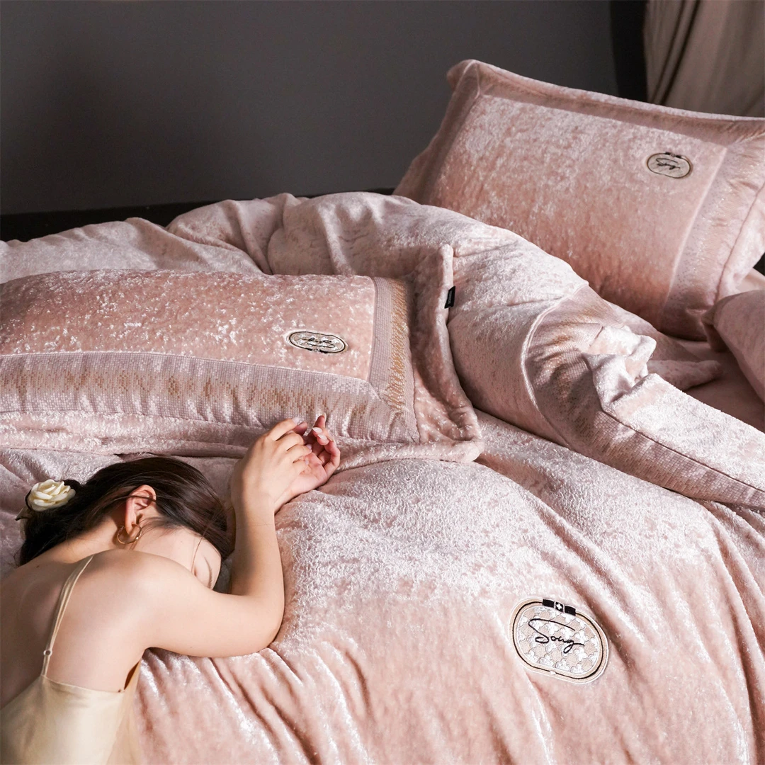 【摩卡】高奢亲肤保暖美貂绒四件套冬季加厚加绒床上用品轻奢床单款