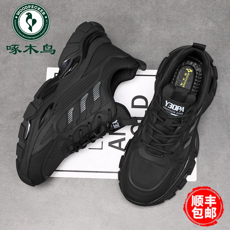 啄木鸟男鞋潮流百搭网面运动鞋软底休闲鞋子男厚底新款韩版老爹鞋