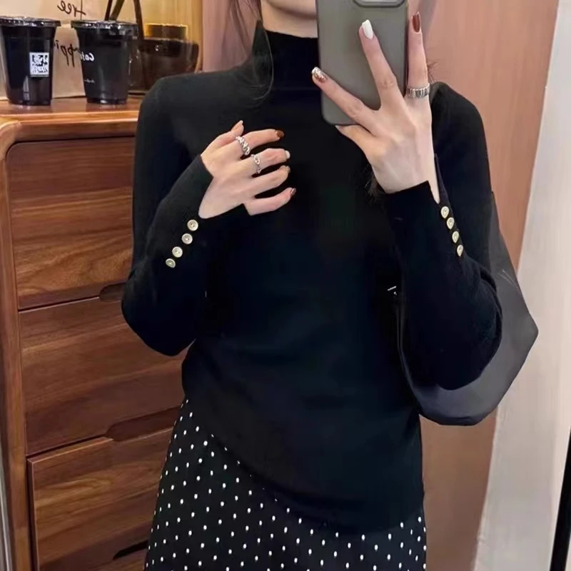 大码2024秋冬装新款半高领针织衫上衣胖mm宽松显瘦打底毛衣3588