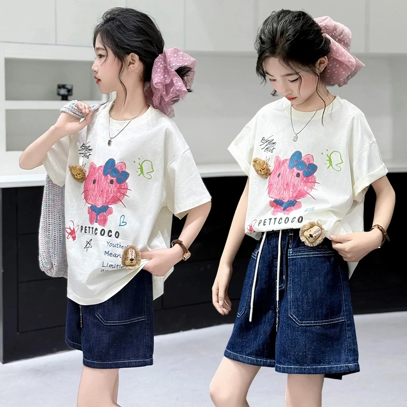 女童夏装套装2025新款爆款6-12岁15岁中大童小女孩休闲运动两件套