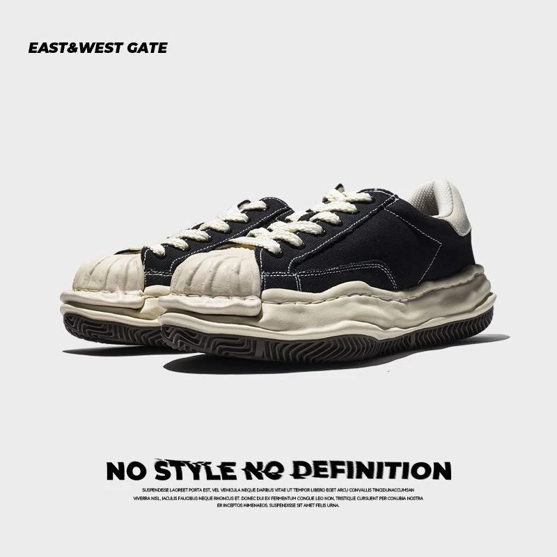 东西门 夏季透气康裕溶解鞋贝壳头帆布鞋厚底增高休闲板鞋男女款