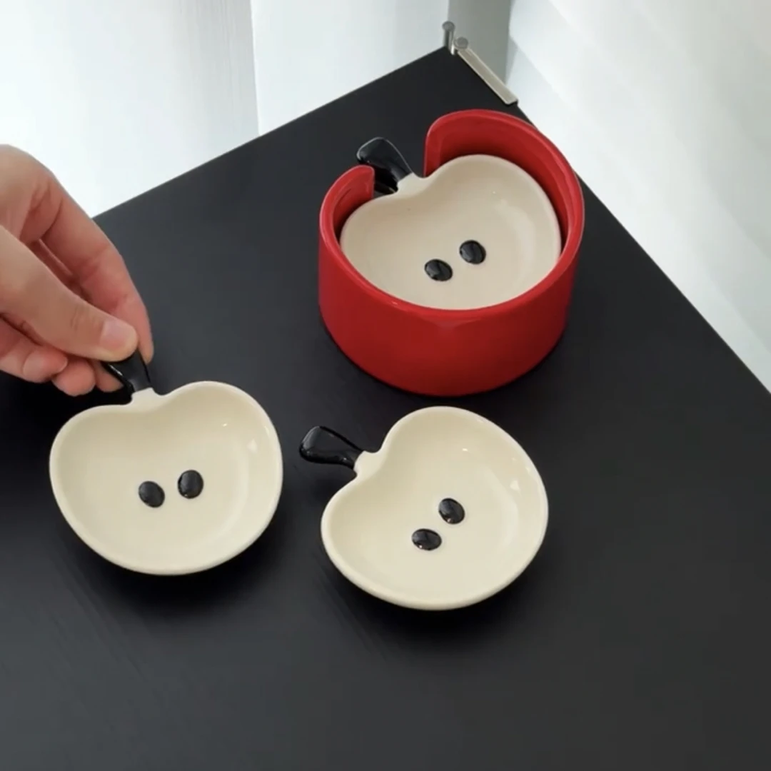 SHANN·苹果蘸料碟可爱家用陶瓷厨房调味碟高颜值小菜碟子酱油醋碟