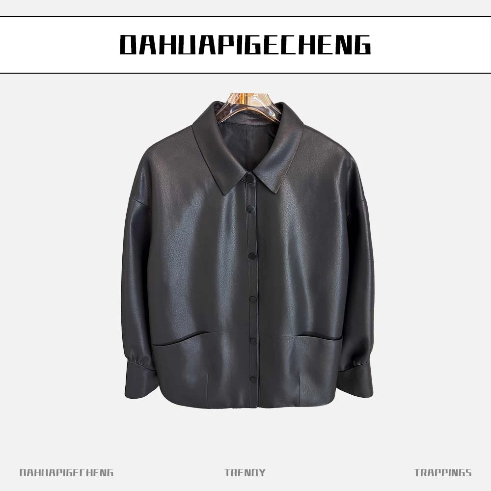 时尚短款女士皮衣休闲外套秋装新款百搭绵羊皮皮衣2313