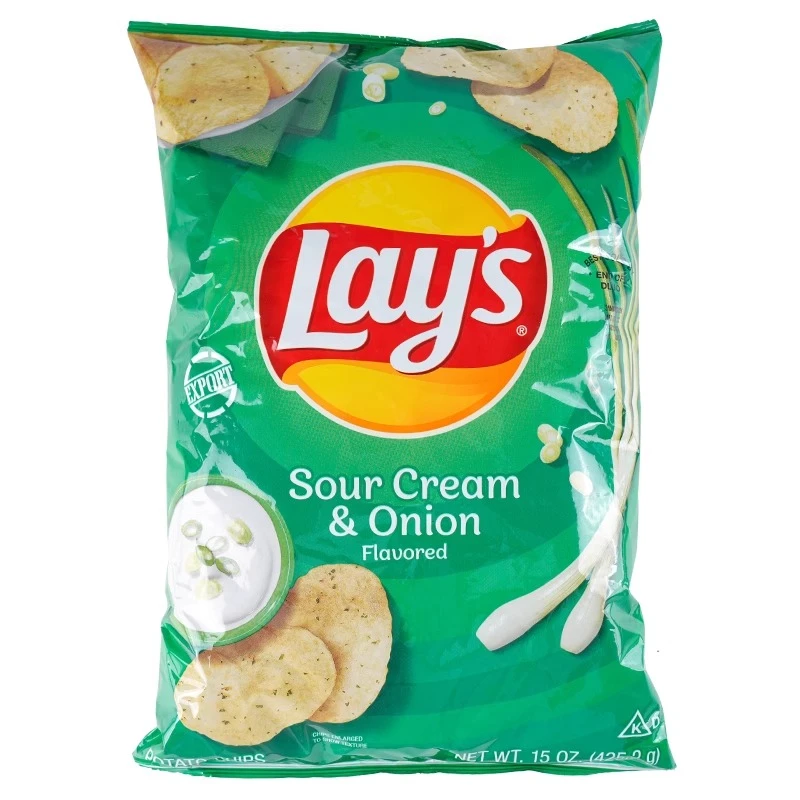 临期8月美国进口Lay‘s酸奶油薯片家庭分享装425.2g休闲零食膨化