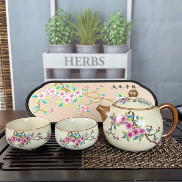 桃李春风西施壶套装一壶两杯泡茶器茶杯简约功夫茶具带茶盘1122