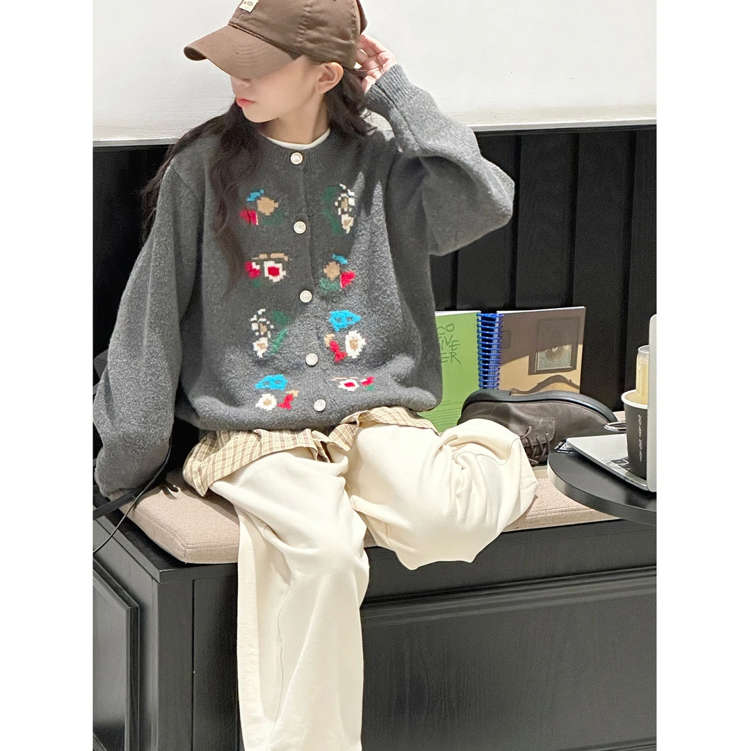 K29988孙小美提花女童秋冬装开衫毛衣2025新款秋装儿童上衣外套潮