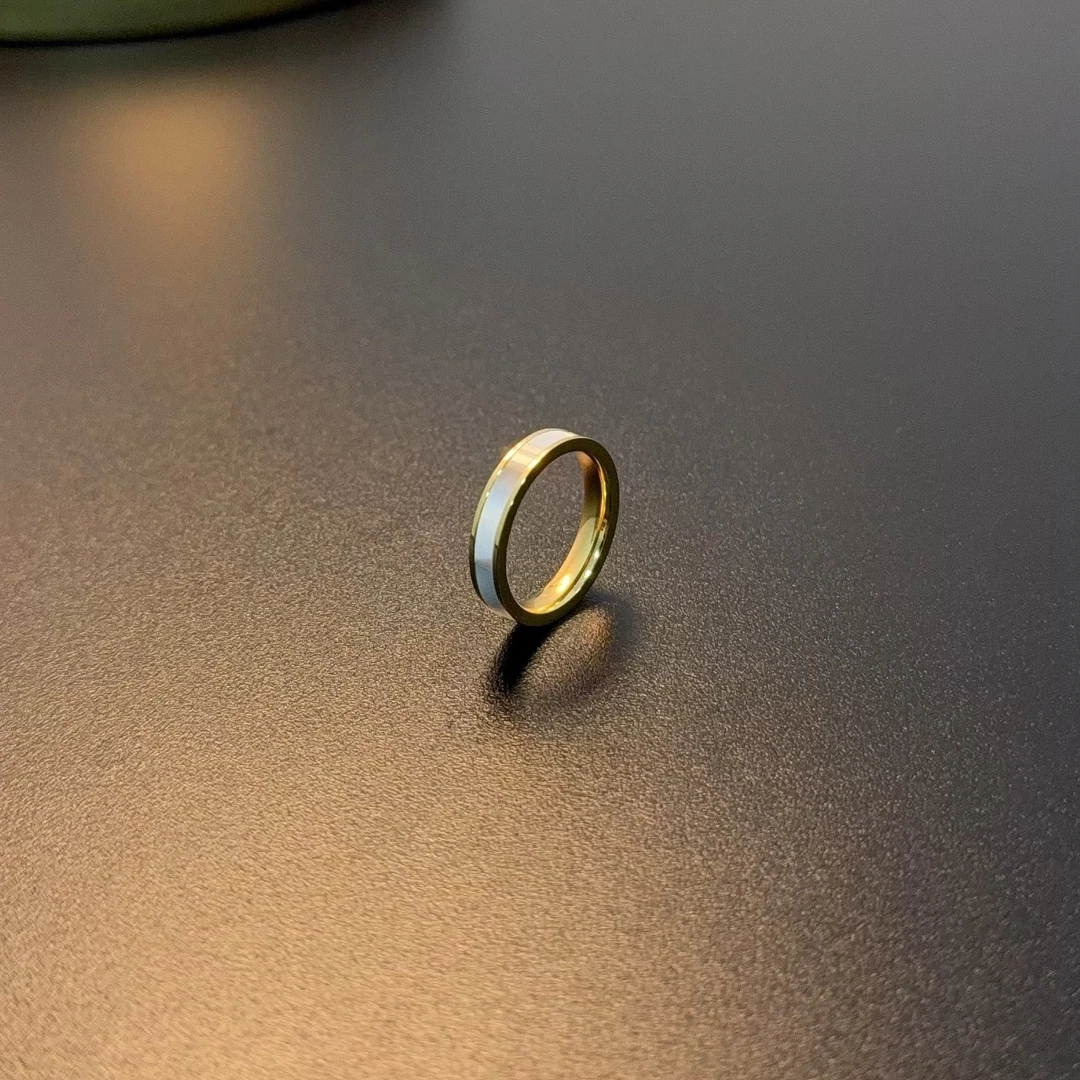 合金仿珍珠戒指 白贝戒指简约时尚指环情侣戒百搭通勤RICug 0440