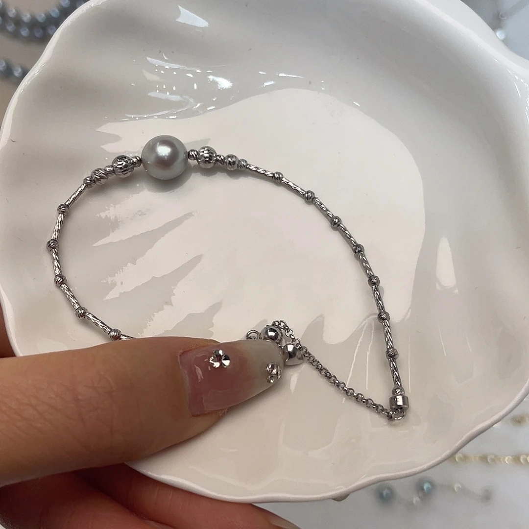 手绳银S925镶嵌海水珍珠