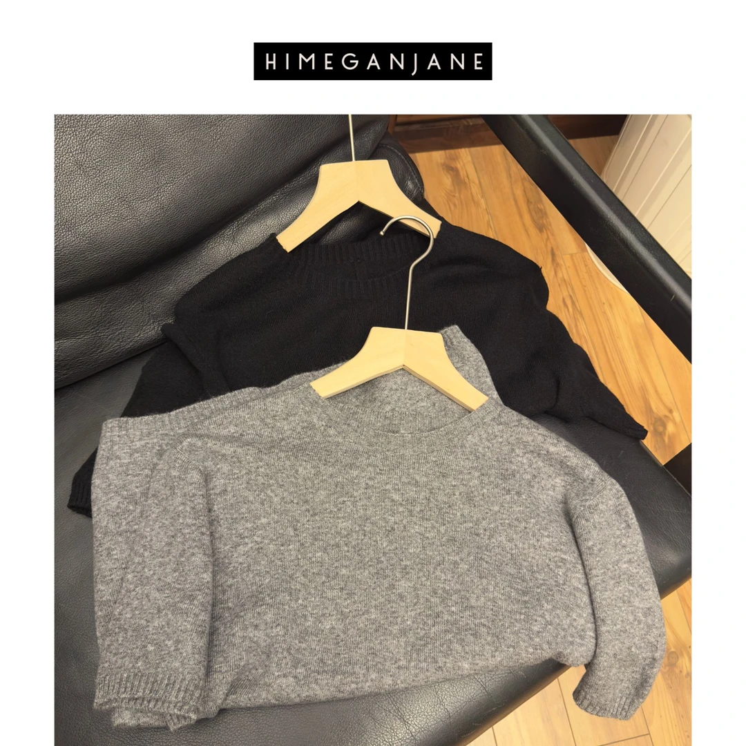 HIMEGANJANE 简约后中缝设计 软糯圆领针织短袖 251630