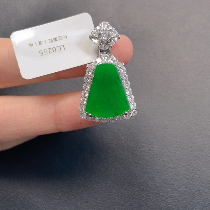 吊坠(不含链)银S925镶嵌翡翠