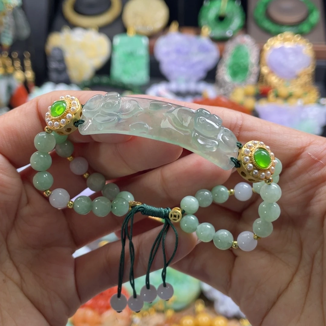 翡翠未镶嵌手链代编织