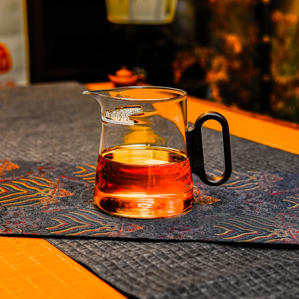 玻璃月牙杯茶漏一体绿茶专用茶具过滤泡茶公杯滤网功夫分茶器