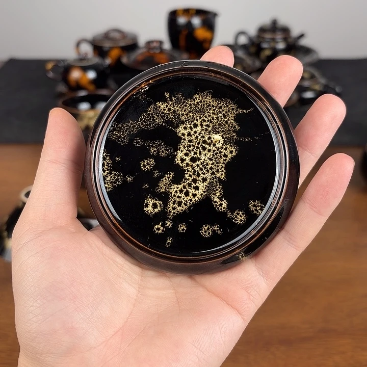 瓷洒彩鹧鸪斑扁平盖置