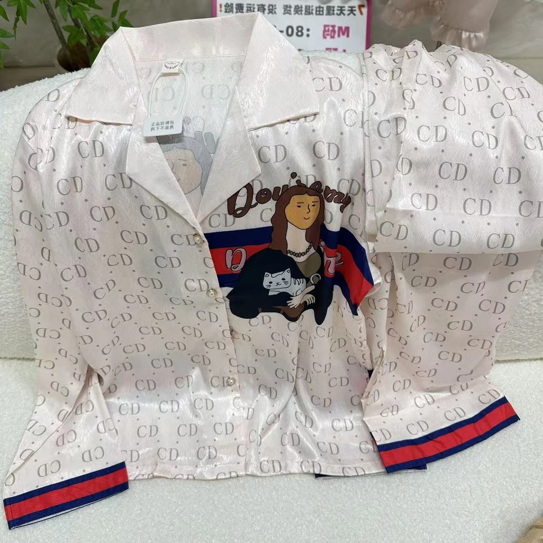 长裤秋季长袖不带胸垫透气睡衣家居服丽莎套装夏款可外穿