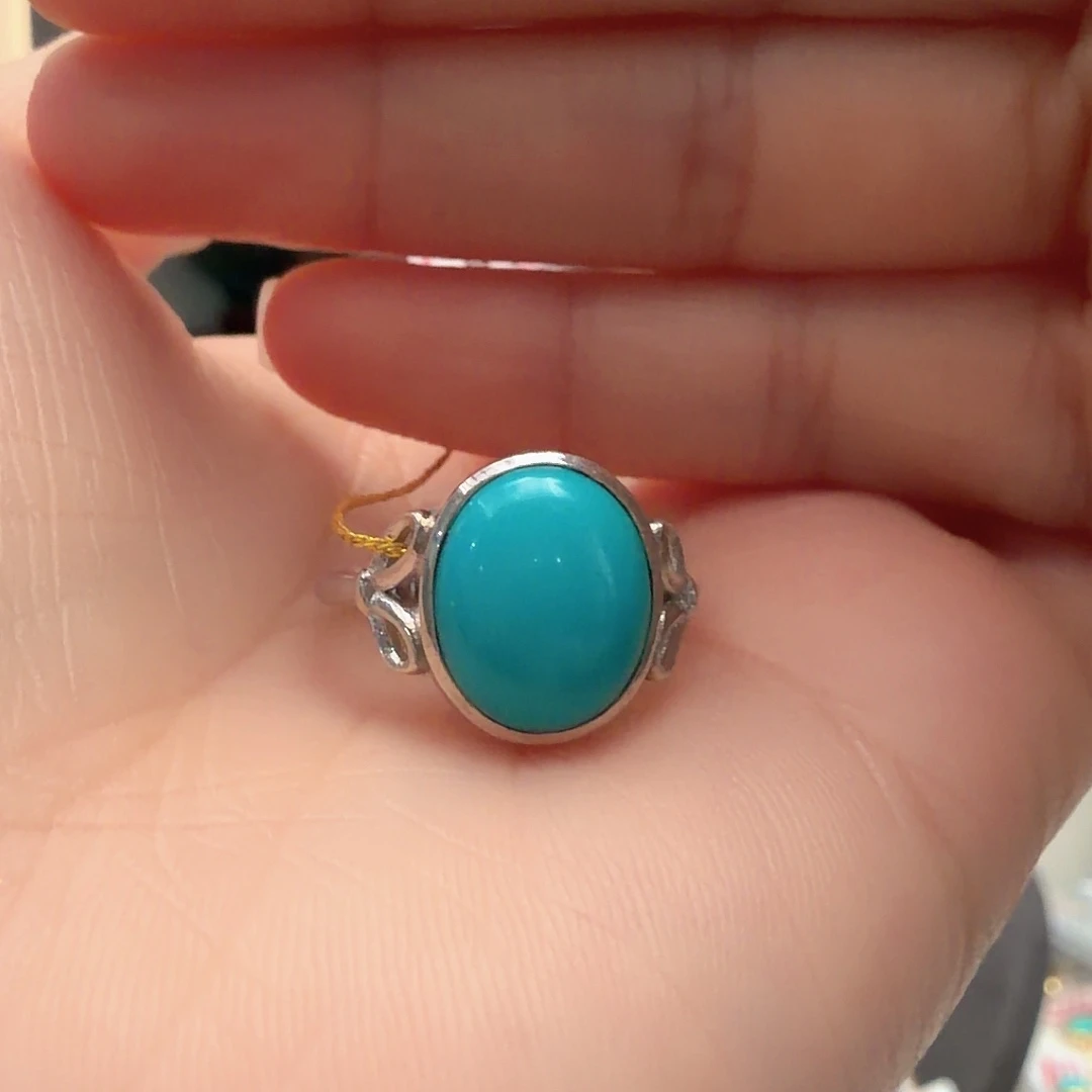 绿松石银S925镶嵌戒指