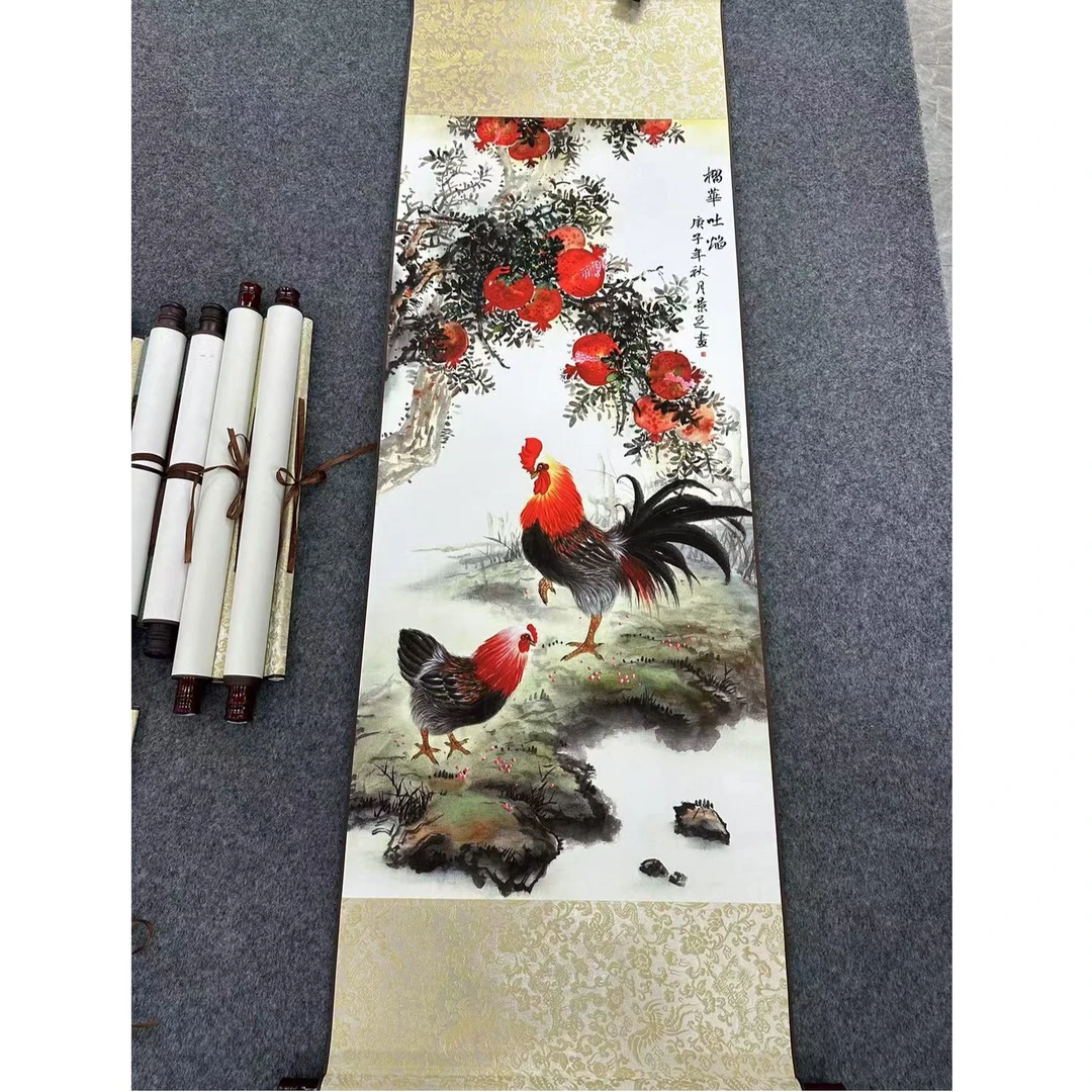 B26精装140*45《榴华吐焰》卷轴画
