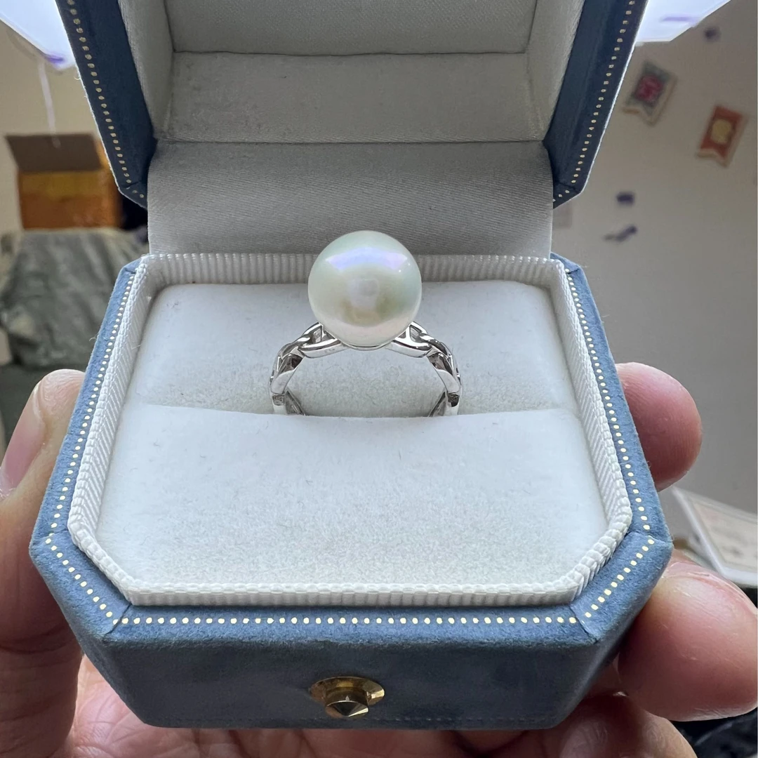 【二弟精选】10mm左右猪鼻子款式戒指 天然淡水珍珠