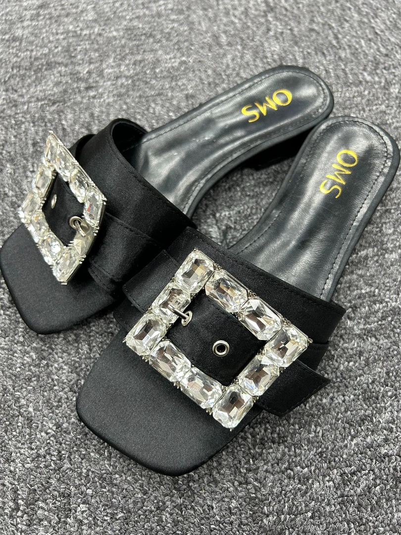 夏欧（601-650）方头一字拖女士高跟外穿女鞋