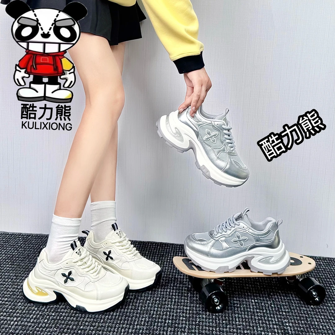 四叶草 酷力熊2025新款网面潮鞋女透气百搭潮流休闲运动鞋6888