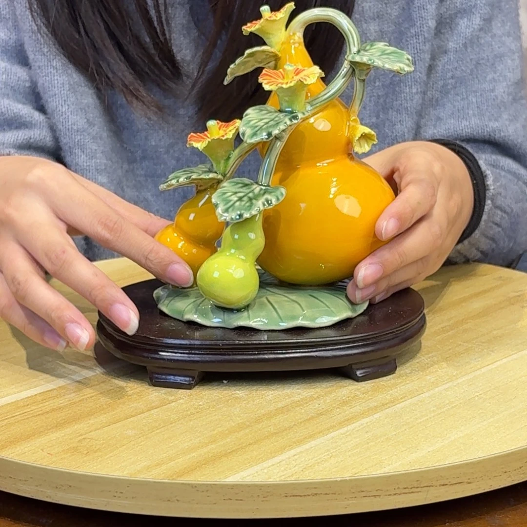 陶瓷三葫芦摆件陶瓷