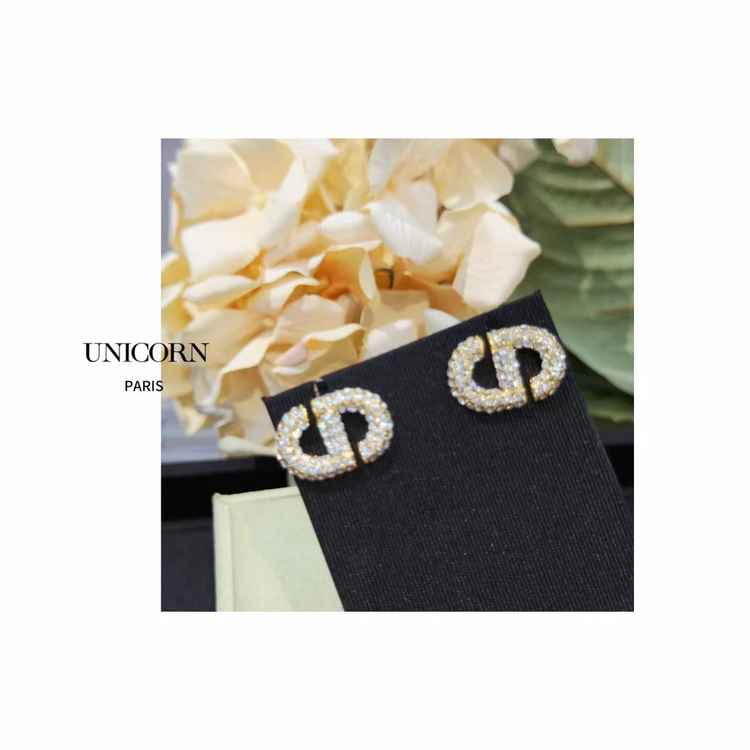 铜合金仿水晶耳饰 日韩女金色耳钉气质时尚带钻耳饰 ES0896-1