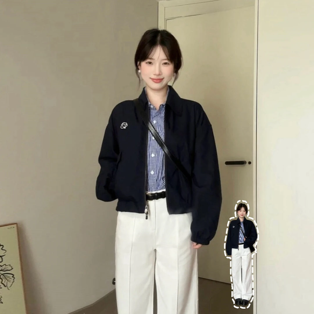 早秋日系复古翻领夹克外套女2025新爆款秋冬独特漂亮百搭短款上衣