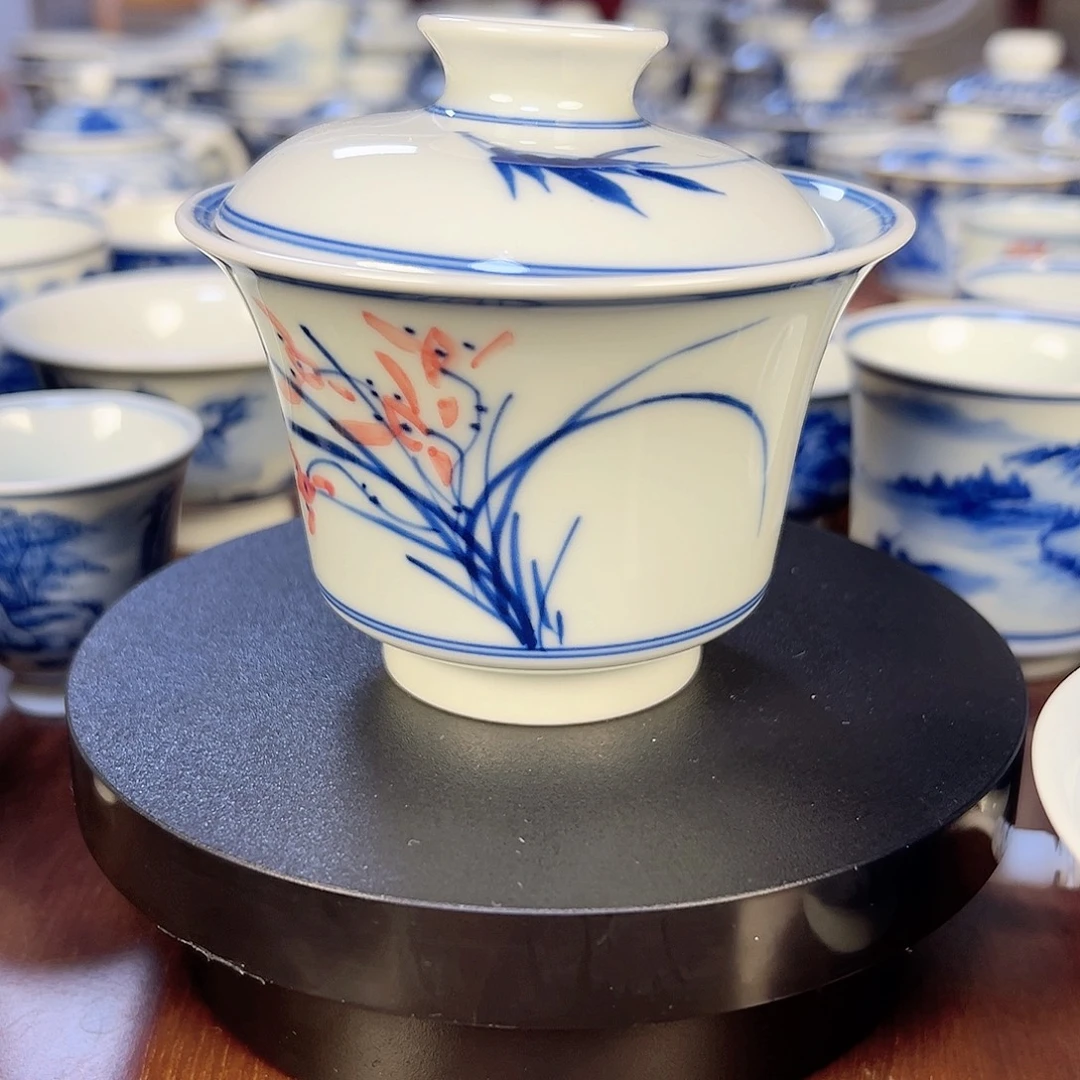 巴***夫正宗柴窑写意两才盖碗不退不换