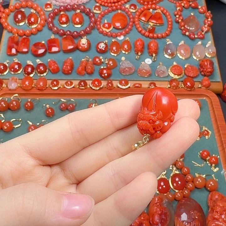 南红玛瑙银S925镶嵌吊坠