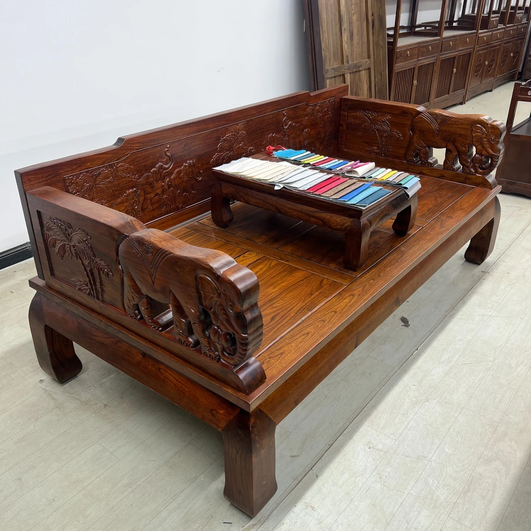 榆木加高款大象罗汉床实木罗汉榻客厅中式办公室