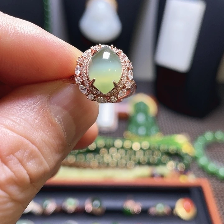 和田玉银S925镶嵌戒指