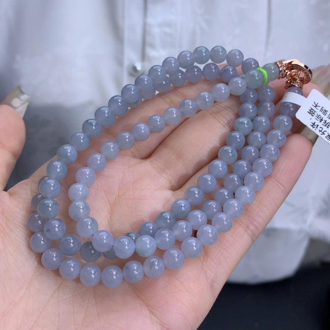翡翠手链未镶嵌卡6.0冰润胶蓝紫飘花
