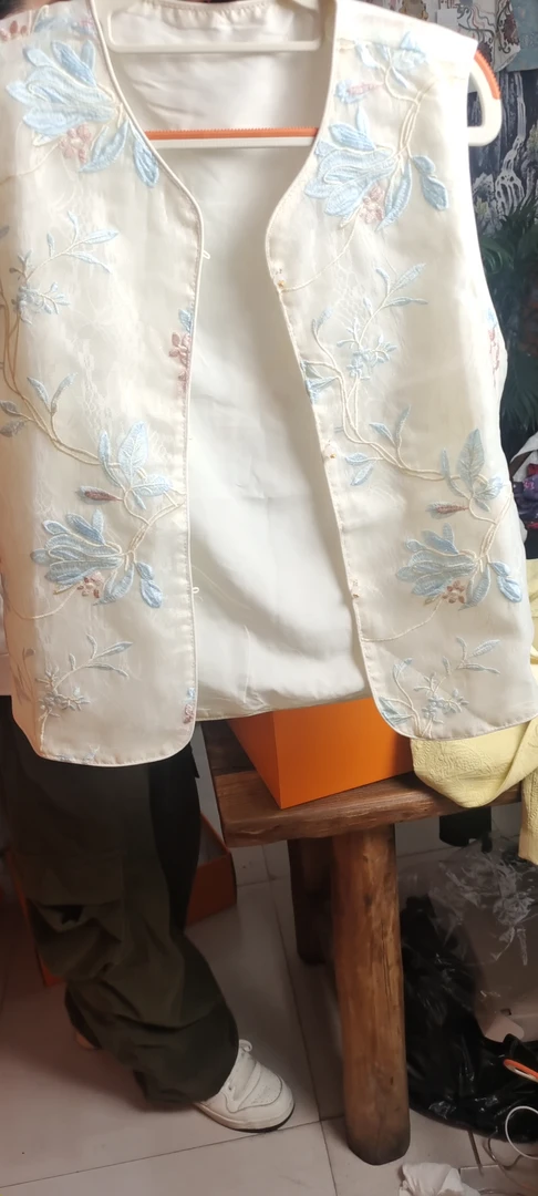 立领夏季马夹古装套装马甲中式刺绣常规款绣花秋冬透气提花