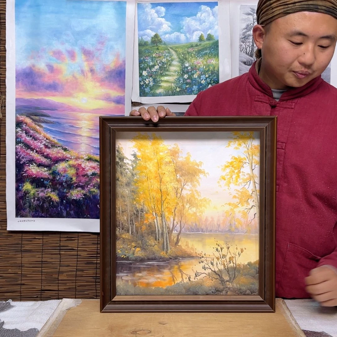 油画行路人小院绘画作品竞拍