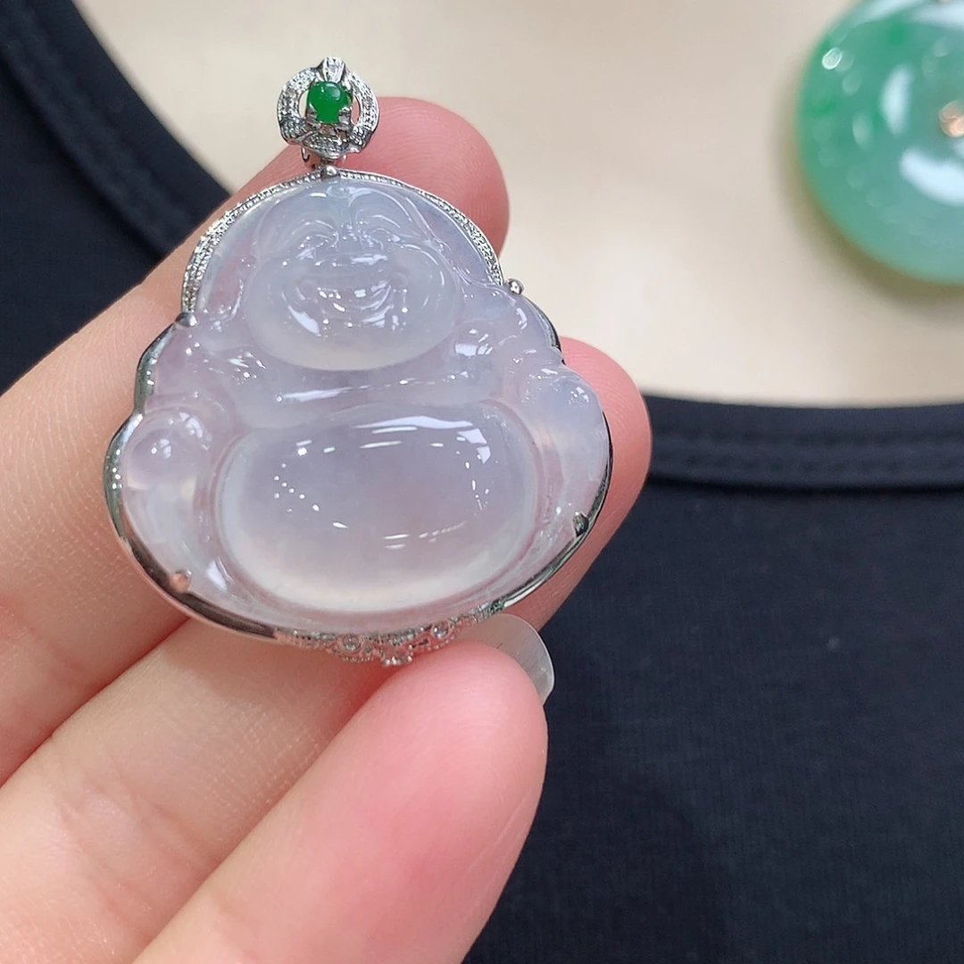 颈饰18K金镶嵌翡翠佛公